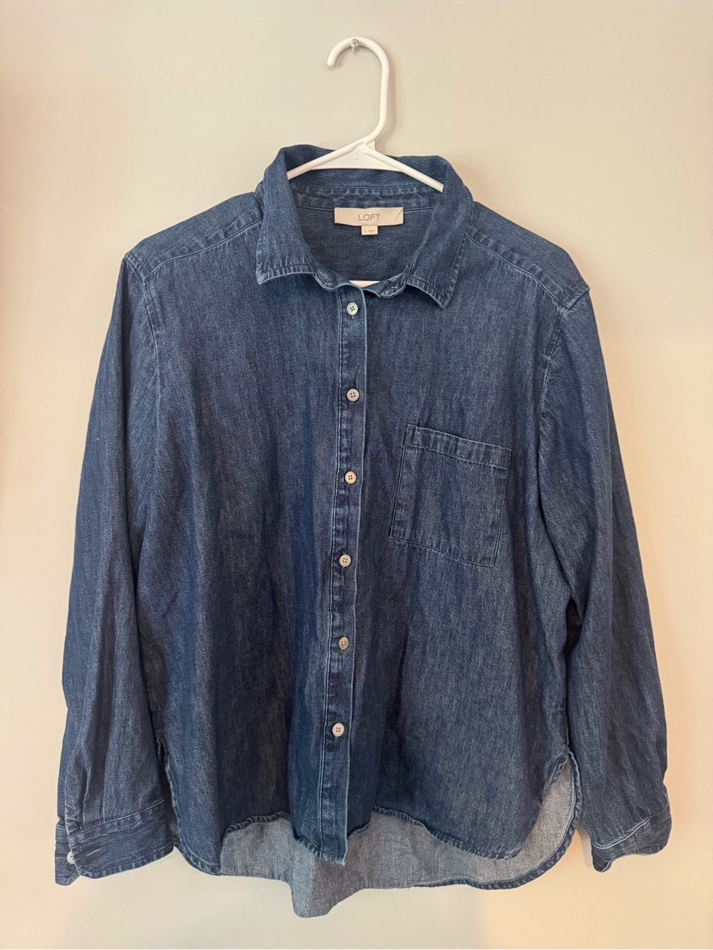 LOFT women's Dark Denim Button-Up Shirt